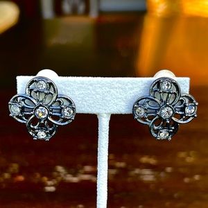 Anne Klein rhinestone clip on earrings, vintage